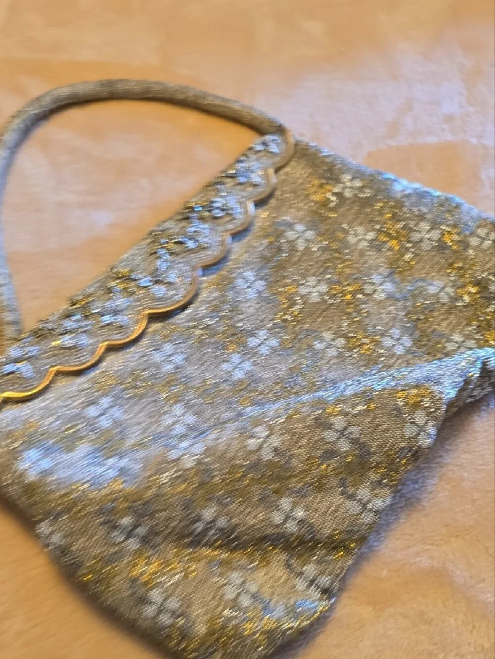 Vintage Metallic Gold Floral Evening Clutch - Women Accessories